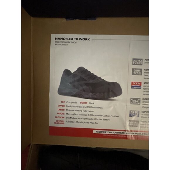 Reebok Work Nanoflex TR RB331 Women Sz 7W Black Composite Toe Work Shoes KHD1275 - Picture 6 of 6